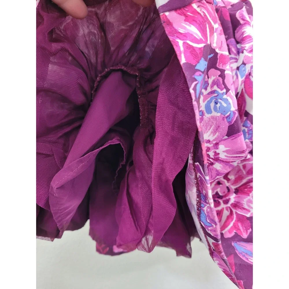 Gymboree Dressed Up Toddler Girls Purple Floral Faux Silk Party Dress Size 3T #8